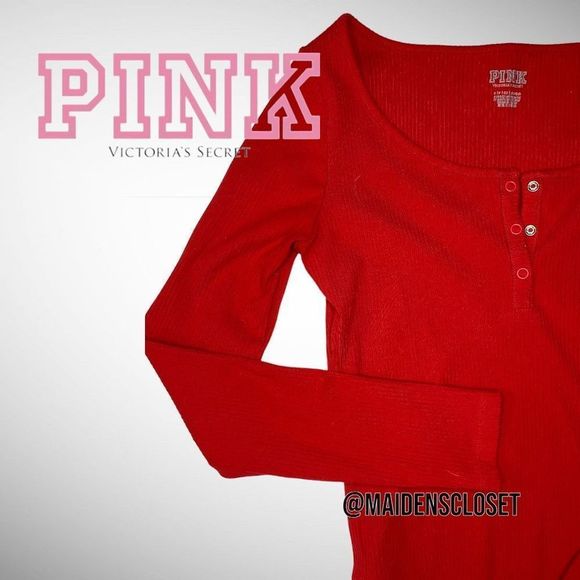 Victoria Secret PINK Ribbed Button-Up Bodysuit - Picture 3 of 10